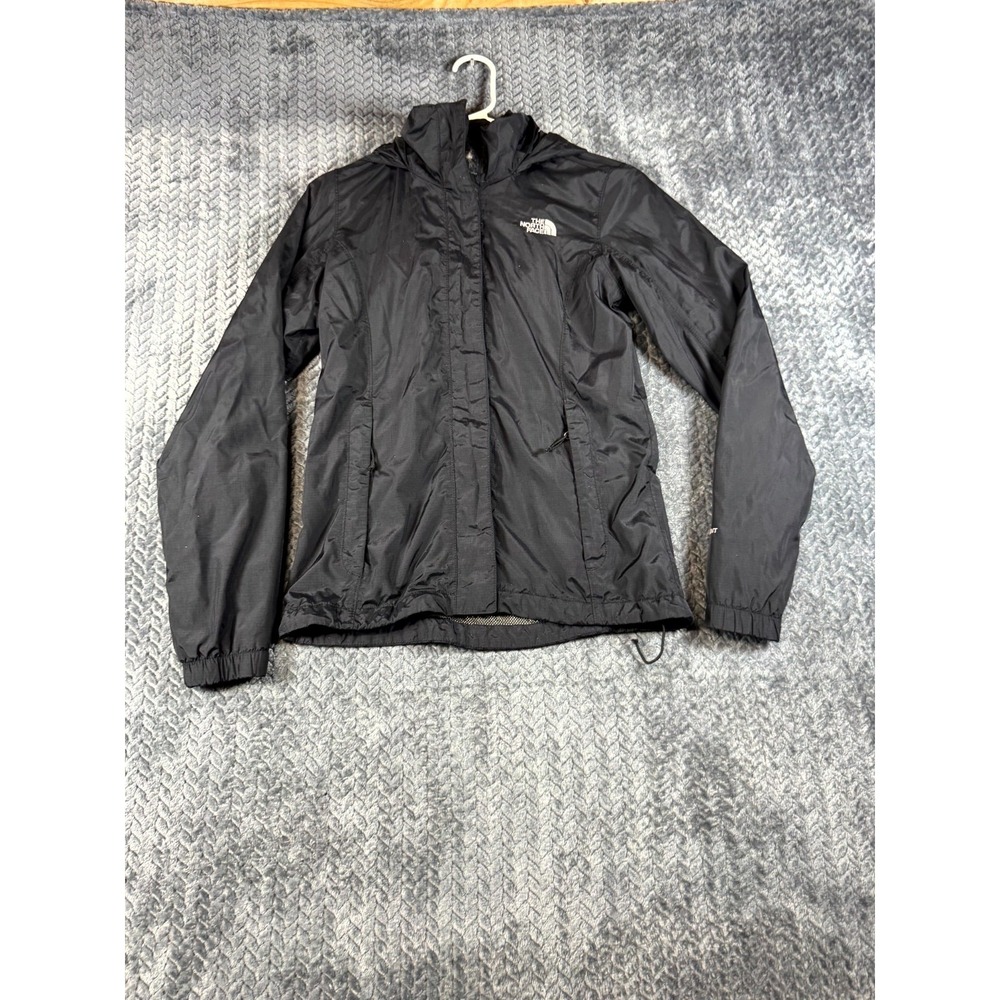The North Face Resolve 2 Rain Jacket Womens XS Black Mesh Lined Hooded Zip Up